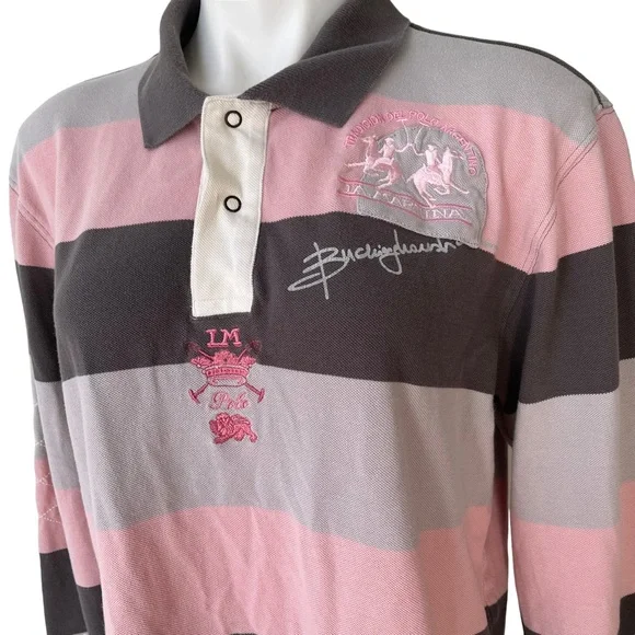 Men’s Authentic La Martina Striped Argentino Long Sleeve Polo Shirt
